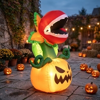 Citrouille gonflable d'Halloween avec homme qui mange une plante et lumières LED pour décoration extérieure de jardin, fête, modèle d'exposition effrayant
