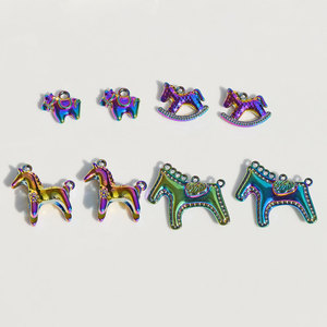 Dijes de caballo de aleación de zinc, colgante de animal multicolor para hacer joyas DIY, accesorio unisex, regalo - Product Image 3