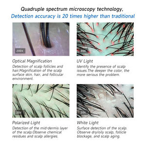 Analyseur de cuir chevelu AI de 6 pouces, version portable, scanner de test de la peau, du cuir chevelu et des cheveux, détecteur de follicules pileux, 20X 200X - Product Image 5