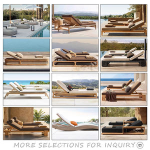 كراسي الاستلقاء بحمام سباحة من الخشب الصلب المقاوم للماء ، عالية الجودة ، كراسي الاستلقاء تحت أشعة الشمس وحمام السباحة - Product Image 6