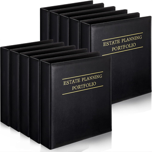Professional Real Estate Planning Storage Box Binder PU Leather Round 3 <strong>Ring</strong> Binder with Gold Title and Index Tab Dividers - Product Image 1