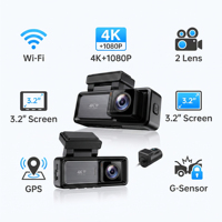 Enregistreur de conduite à double objectif avec écran 3,2 pouces, capteur GC4653, UHD 4K+1080P, boîte noire de voiture