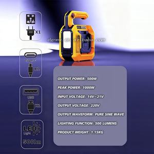 Convertisseur de puissance 500W pour batterie Li-ion <span class=keywords><strong>Makita</strong></span> 18V, convertisseur à onde sinusoïdale pure 18V vers 120V/220V avec lumière LED pour le camping en plein air - Product Image 4