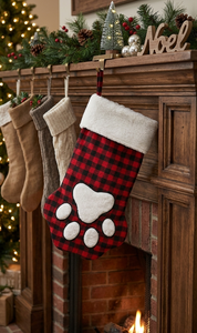 Plush Embroidery Paw Shape Pet <strong>Theme</strong> Puppy <strong>Kitty</strong> Cat Dog Christmas Stocking - Product Image 3