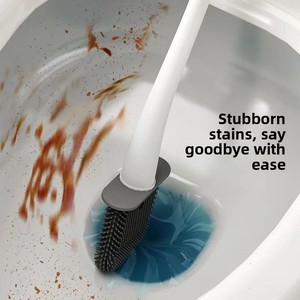 Ensemble de <span class=keywords><strong>brosse</strong></span> WC murale avec <span class=keywords><strong>brosse</strong></span> en <span class=keywords><strong>silicone</strong></span> Swan à tête pivotante, manche long en plastique, pour nettoyage domestique des angles morts - Product Image 3