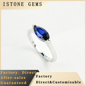 Bague minimaliste classique en argent sterling S925 plaqué rhodium de haute qualité avec saphir cultivé en laboratoire - Product Image 5