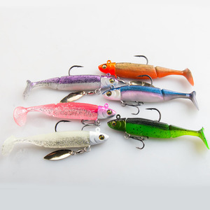 Señuelo blando con cola en T de 9 cm y 15 g, señuelo de agua media, cebo artificial biónico para pesca de lubina, anzuelo giratorio que brilla en la oscuridad - Product Image 1