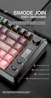 Clavier sans fil Freewolf M75 BT à double mode avec touches dégradées PBT et écran d'affichage pour les jeux