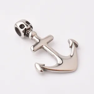 Customized Logo Stainless Steel Skull Anchor Charms For Bracelet Jewelry Making
