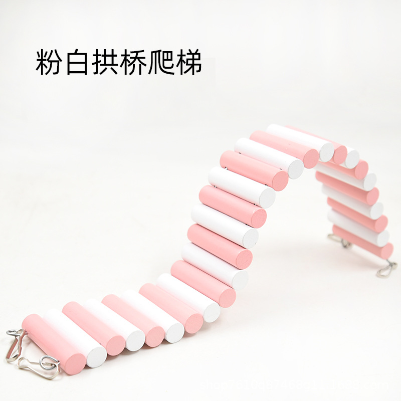 บันไดสะพานโค้งสีชมพูและสีขาว