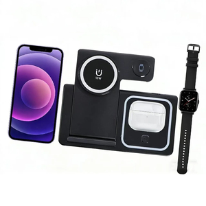 Estación de Carga Inalámbrica Rápida, Soporte Magnético para Teléfono, <span class=keywords><strong>Cargador</strong></span> Inalámbrico Plegable Portátil de 15W para <span class=keywords><strong>Samsung</strong></span>, <span class=keywords><strong>Cargador</strong></span> <span class=keywords><strong>3</strong></span> <span class=keywords><strong>en</strong></span> <span class=keywords><strong>1</strong></span> de ABS - Product Image 1