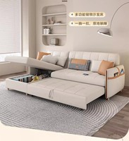 Sofá Cama Futón Convertible con Estructura Metálica, Sofá Esquinero Plegable con Almacenamiento