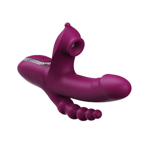 3 Vlekken Echt Gevoel Dildo 'S Stuwende Zuigende Trillingen Anale Seks Telescopische Met Kralen Verlenging Vibrator Voor Vrouwen - Product Image 3