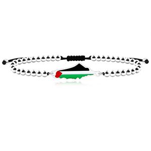 Pulsera al por mayor personalizada con mapa palestino - Joyería de la libertad con cuentas de acero inoxidable y cadena de circonita esmaltada para hombres y mujeres, ¡salva Gaza! - Product Image 3