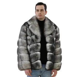 Excellent quality Fur Coat Real Fox Fur outwear Luxury Custom Style winter warm white real fox fur coat for men