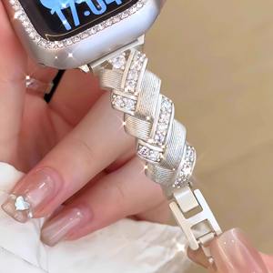 Correa de reloj Upro Women Gilterbling para Apple Smartwatch Ultra 49mm 45mm, correa de reloj metálica con diamantes triangulares. - Product Image 2