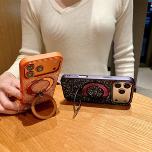 Custodia di Lusso Glitterata Magnetica con Supporto per <span class=keywords><strong>iPhone</strong></span> 17 16 Pro Max, <span class=keywords><strong>Cover</strong></span> Posteriore con Diamanti e Protezione Lente Fotocamera Bling - Product Image 6