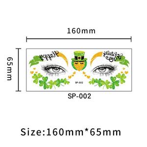 Autocollant de tatouage à paillettes de trèfle à quatre feuilles irlandais peinture de visage en papier imperméable pour le maquillage temporaire de la fête de la Saint-Patrick - Product Image 3