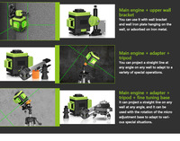 Prix usine haute précision LD 4D vert auto-nivelant 360 degrés Horizontal Vertical 16 lignes niveau Laser 4d compteur de niveau laser