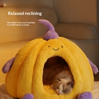 Lit pour chat en velours enveloppant toutes saisons avec rembourrage en fourrure de lapin, chaud et extra-épais pour l'hiver ; Lit douillet pour chien pour l'hiver