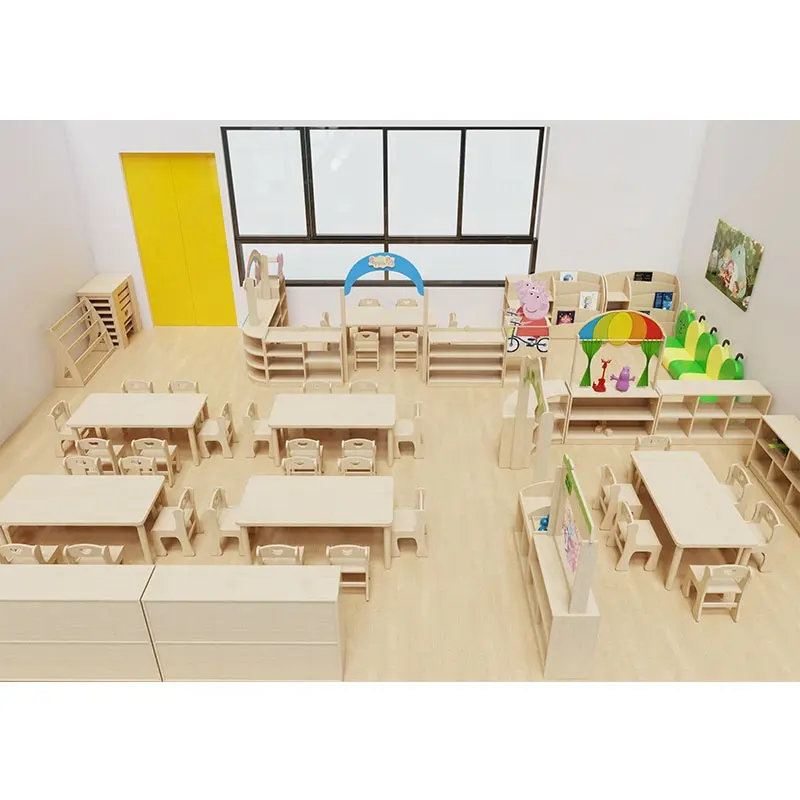 Moetry anaokulu tasarım ahşap okul öncesi sınıf mobilyası tedarikçisi