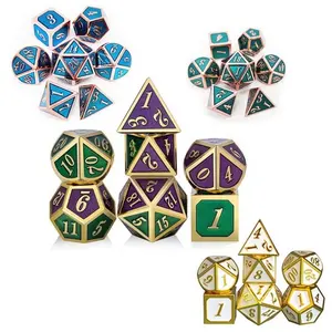 Set di 7 Dadi in Metallo Massiccio di Alta Qualità con Logo Personalizzato Inciso, Basso MOQ, per Dungeons and Dragons e Giochi di Ruolo da Tavolo - Product Image 1