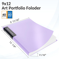 Portefeuilles d'art 9"x12" avec 40 pochettes, grand classeur de présentation robuste pour œuvres d'art avec protège-feuilles transparents