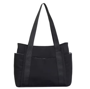 Nouveau sac fourre-tout en toile uni pour femme avec fermeture éclair, sac à bandoulière grande capacité, sac de shopping - Product Image 4