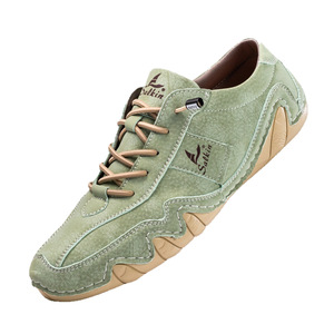 Chaussures de course décontractées tendance et polyvalentes en daim faites à la main pour hommes, semelle plate, couleur unie, antidérapantes, légères - Product Image 5