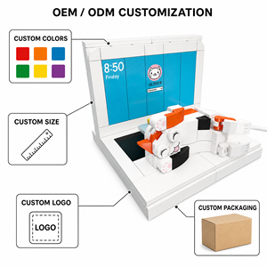 Support de téléphone portable 3D <span class=keywords><strong>en</strong></span> blocs de construction personnalisé 187 pièces, motif chat blanc et <span class=keywords><strong>orange</strong></span>, jouet de construction MOC, support mobile DIY, OEM, marque privée - Product Image 1