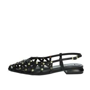 Sandales plates pour femmes Keys K-10740 noires à lanières cloutées et bout pointu - Product Image 1