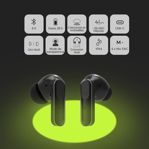 Casque sans fil Vieta <span class=keywords><strong>Pro</strong></span> avec réduction de bruit active -16dB, double appariement, écran tactile, <span class=keywords><strong>6</strong></span> micros ENC, autonomie 28h, application, noir - Product Image 2