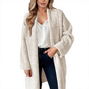 Cardigans longs en tricot pour femmes, ouverts <span class=keywords><strong>sur</strong></span> le devant, chauds et décontractés (personnalisables) - Product Image 1