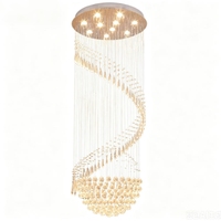 Lustre en cristal en spirale longue de luxe moderne, directement de l'usine, luminaire suspendu LED pour villa, escalier, plafond haut