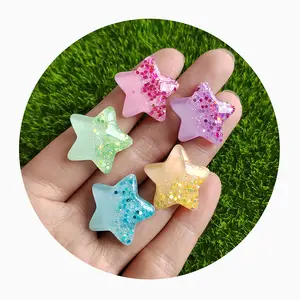 Glitter Star Heart Resin Cabochon 23mm DIY Home Decoration Pendant Earring Jewelry Embellishment Chinese Supplier