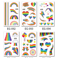 Autocollant de tatouage arc-en-ciel coeur soleil papillon Autocollants de tatouage arc-en-ciel à la mode pour hommes femmes