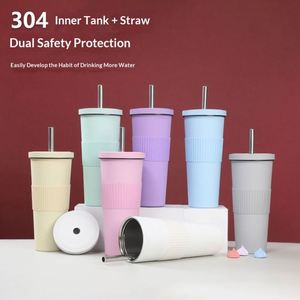 24oz 710ml High Quality BPA FREE Cross-Border 850ml Insulated Stainless Steel Thermal Insulation Tumbler Mug <b>Cup</b> with Straw - Product Image 2