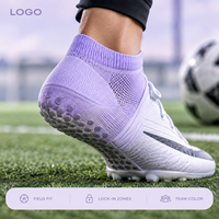 Chaussettes de football renforcées à profil mince pour entraînement en salle, avec grip de football pour la cheville, ajustement sûr et tableau des tailles