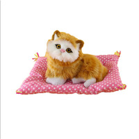 Jouets de chat endormi mignons et réalistes, chaton qui couine, ornement de bureau, poupée en peluche super douce, jouet anti-stress