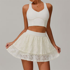 Оптовая продажа, женское модное Спортивное платье из сетчатого материала, дышащая одежда для игры в гольф, для игры в теннис, для бега, 2 шт. - Product Image 5