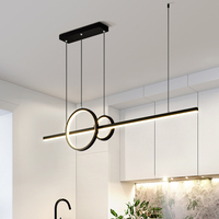 Suspension Lumineuse Moderne LED Ronde Longue pour Salon Maison Simple Plafonnier Pendentif Îlot de Cuisine