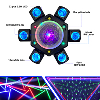 Lumière de fête disco rotative à 6 bras 120W, effet boule magique RGBW, faisceau laser, stroboscope, DMX512, activé par le son, DJ, bar, club, KTV