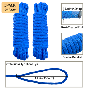 2 Pack 3/8Inch 25 FT Double Braid Nylon Mooring Rope Dikepang Dock Line, Batas Beban Kerja: 1900LBS - Product Image 6