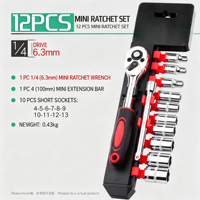 Jeu de clés à cliquet professionnel 12 pièces - Clés métriques en acier inoxydable 72 dents, poignées ergonomiques antidérapantes, sac à outils, DIY, OEM