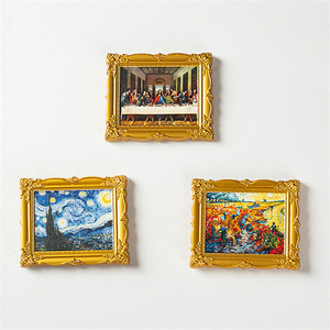 Custom Van Gogh the <span class=keywords><strong>Mona</strong></span> <span class=keywords><strong>Lisa</strong></span> 3D fiore magnetico frigo cornice per foto-capolavoro mondo arte decorativa artigianato - Product Image 4