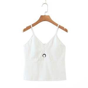 Runqi Camisole Grande Taille Col en V Élastique Débardeur Noir Blanc Coton Vêtements Casual pour Femmes N8328 - Product Image 4