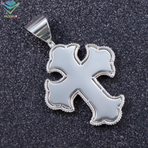Ciondolo a Croce alla Moda per Uomo e Donna in Argento Sterling S925 con Moissanite Taglio Baguette, Ciondolo a Croce Hip Hop per Collana - Product Image 4