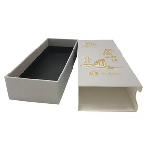 صندوق هدايا من الورق المقوى أسود بتصميم مائل للخارج مصنوع من الورق المقوى صندوق جرار طويل ضيق ومستطيل مخصص للبيع بالجملة