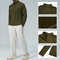 Veste mi-zippée pour homme avec logo personnalisé, en polaire douce au toucher, col montant, manches longues, veste d'extérieur pour la randonnée et le trekking