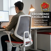 Chaise de bureau ergonomique intégrée AOR en maille moderne, pivotante, hauteur réglable, accoudoirs fixes en PP, pour usage commercial et salon